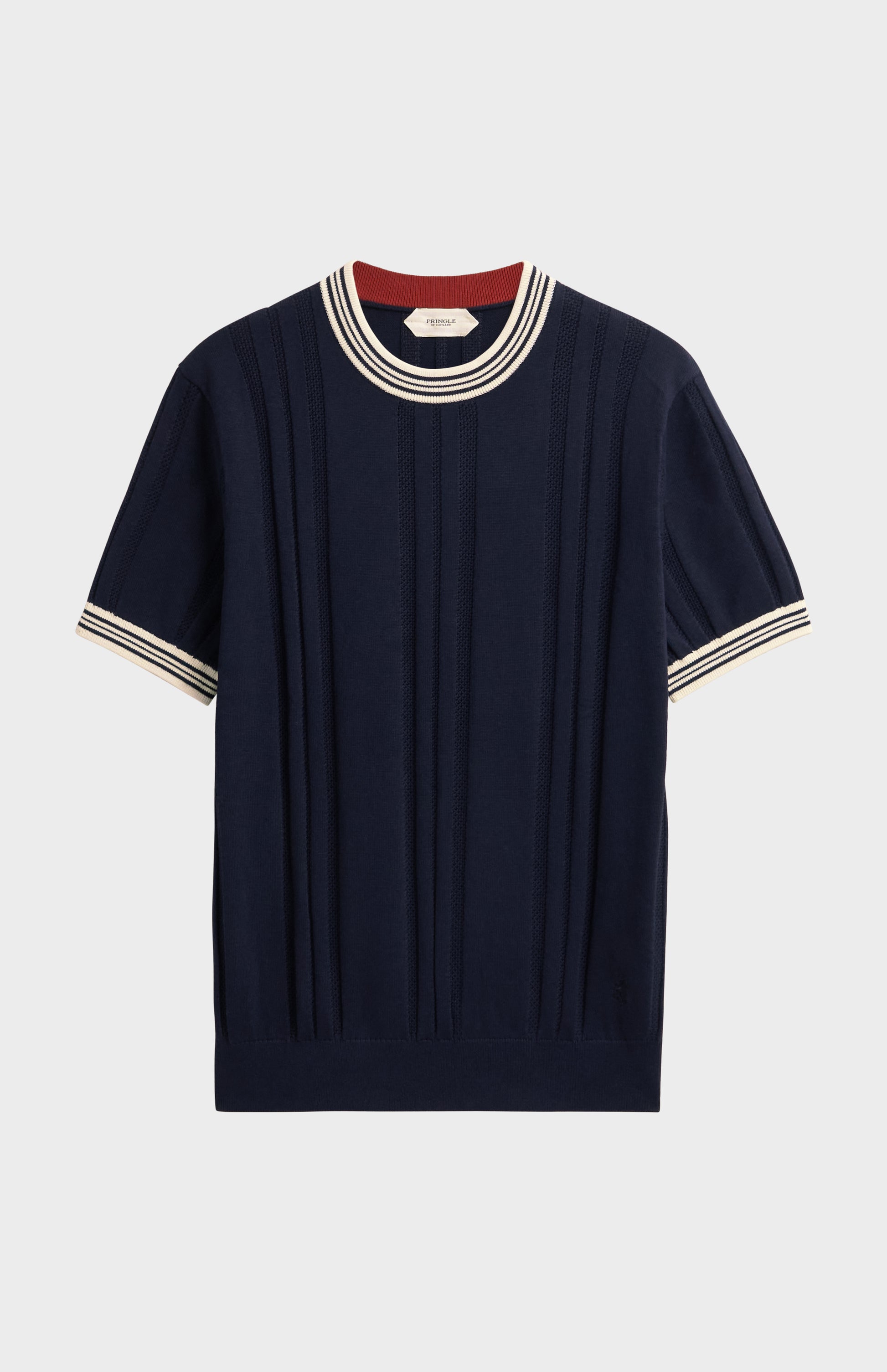 Men's Cotton And Silk Textured House Stripe T-shirt In Navy