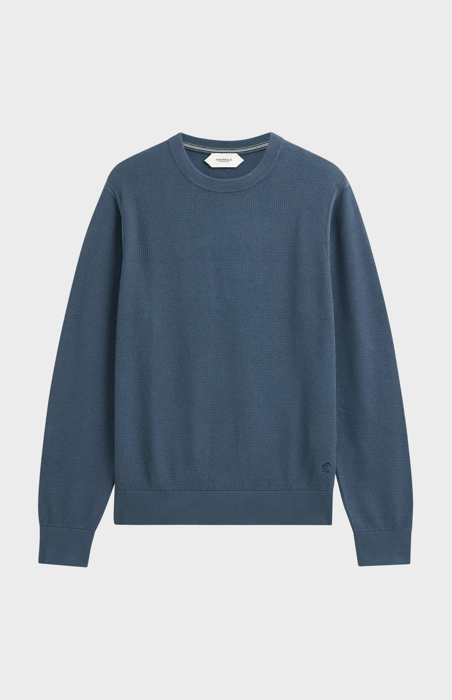 Men's Silk And Cotton Diamond Stitch Crew Neck Jumper In Blue