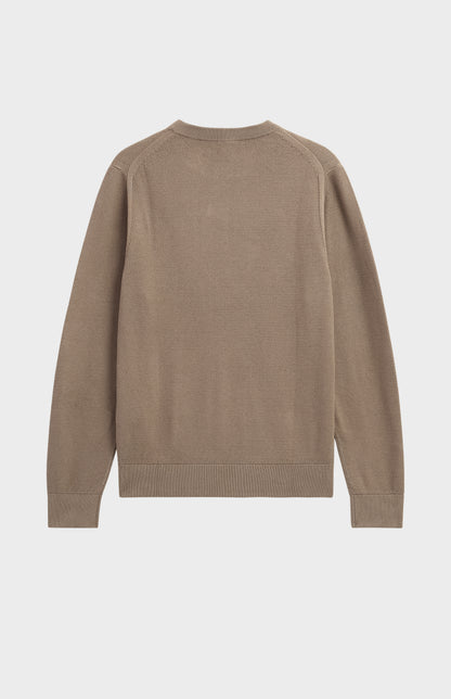Men's Silk And Cotton Diamond Stitch Crew Neck Jumper In Mushroom