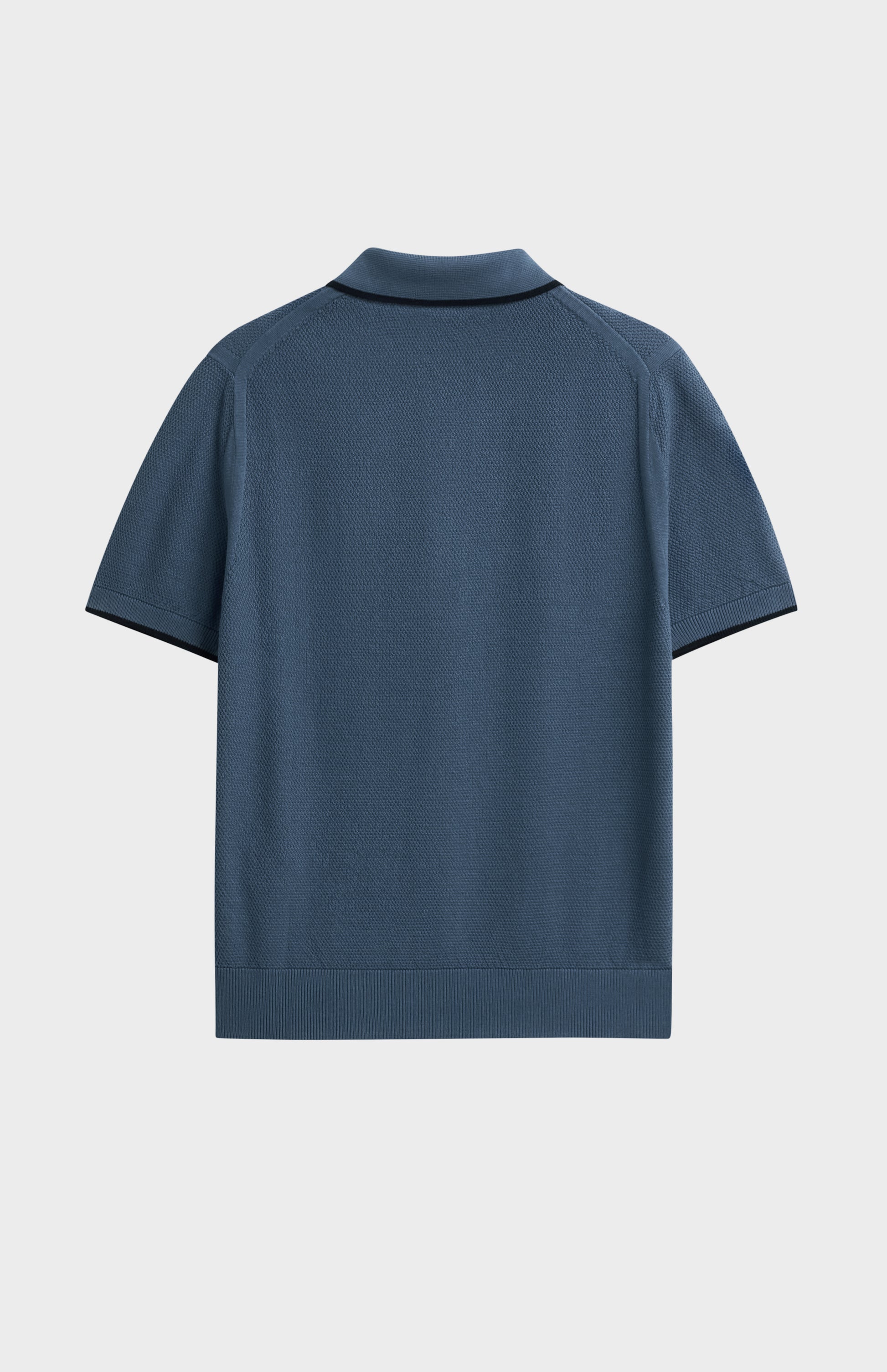 Men's Silk And Cotton Diamond Stitch Polo Shirt In Blue