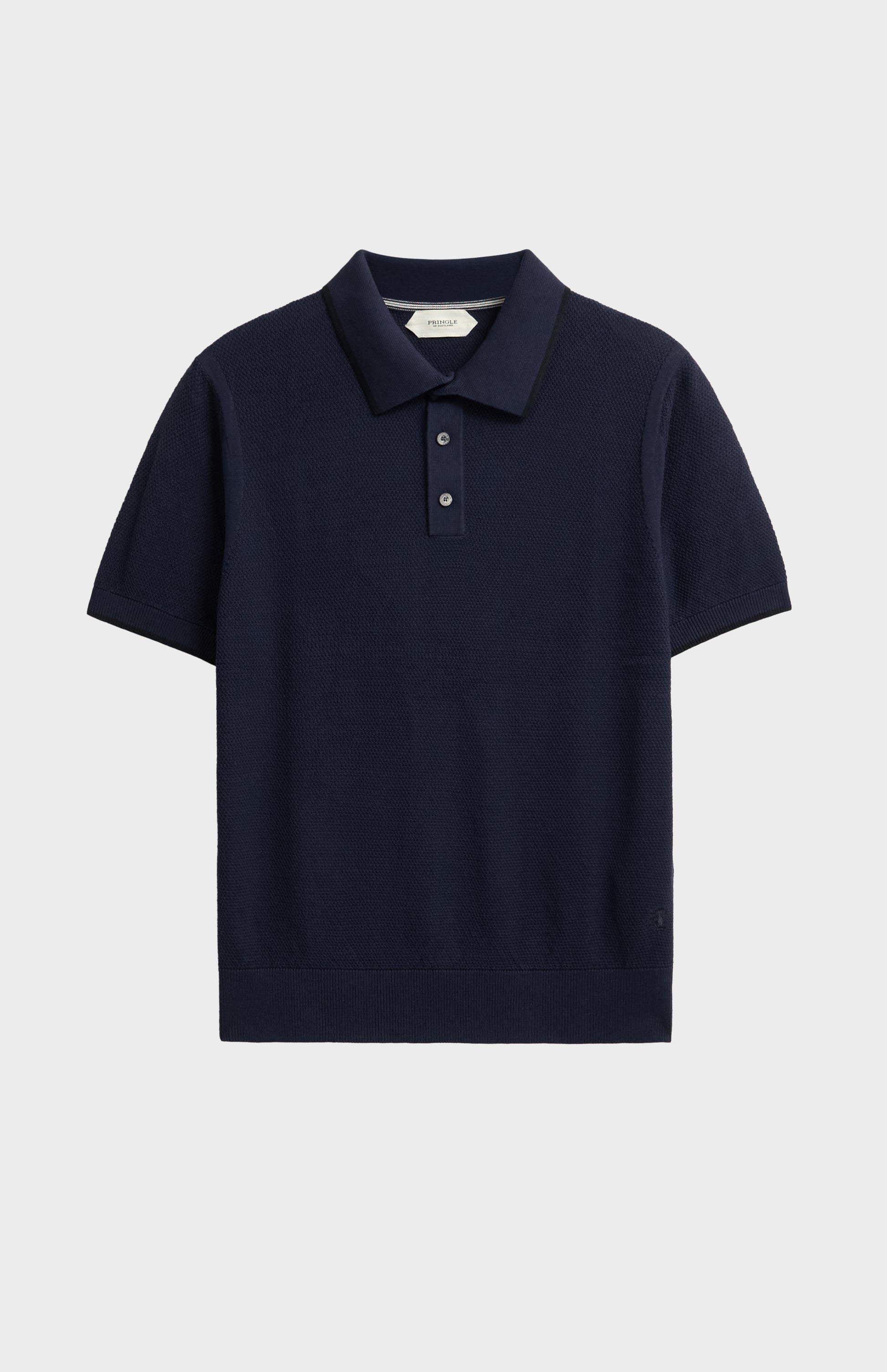 Men's Silk And Cotton Diamond Stitch Polo Shirt In Navy