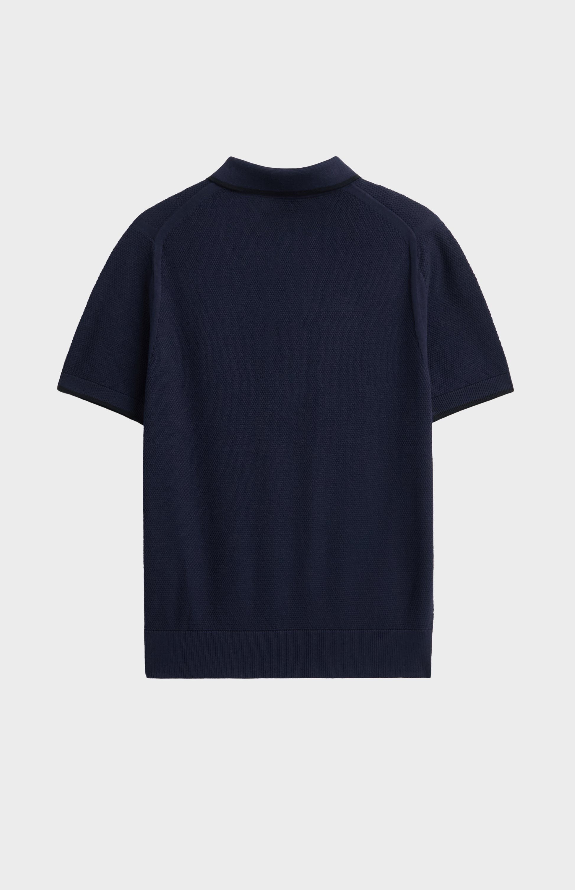 Men's Silk And Cotton Diamond Stitch Polo Shirt In Navy