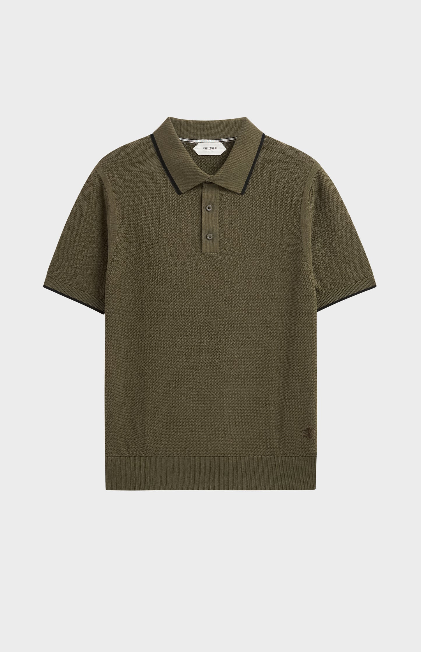 Men's Silk And Cotton Diamond Stitch Polo Shirt In Olive Green