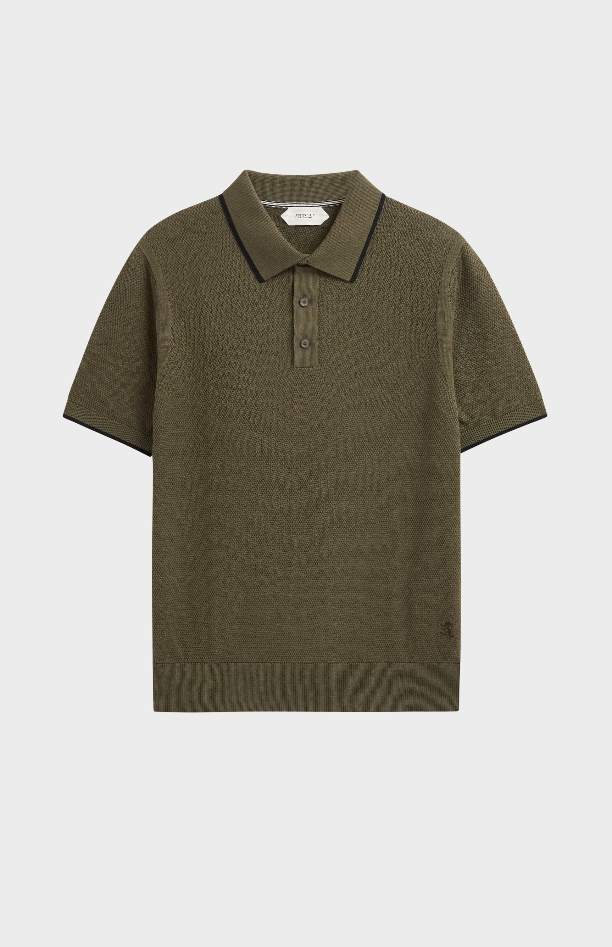 Men's Silk And Cotton Diamond Stitch Polo Shirt In Olive Green