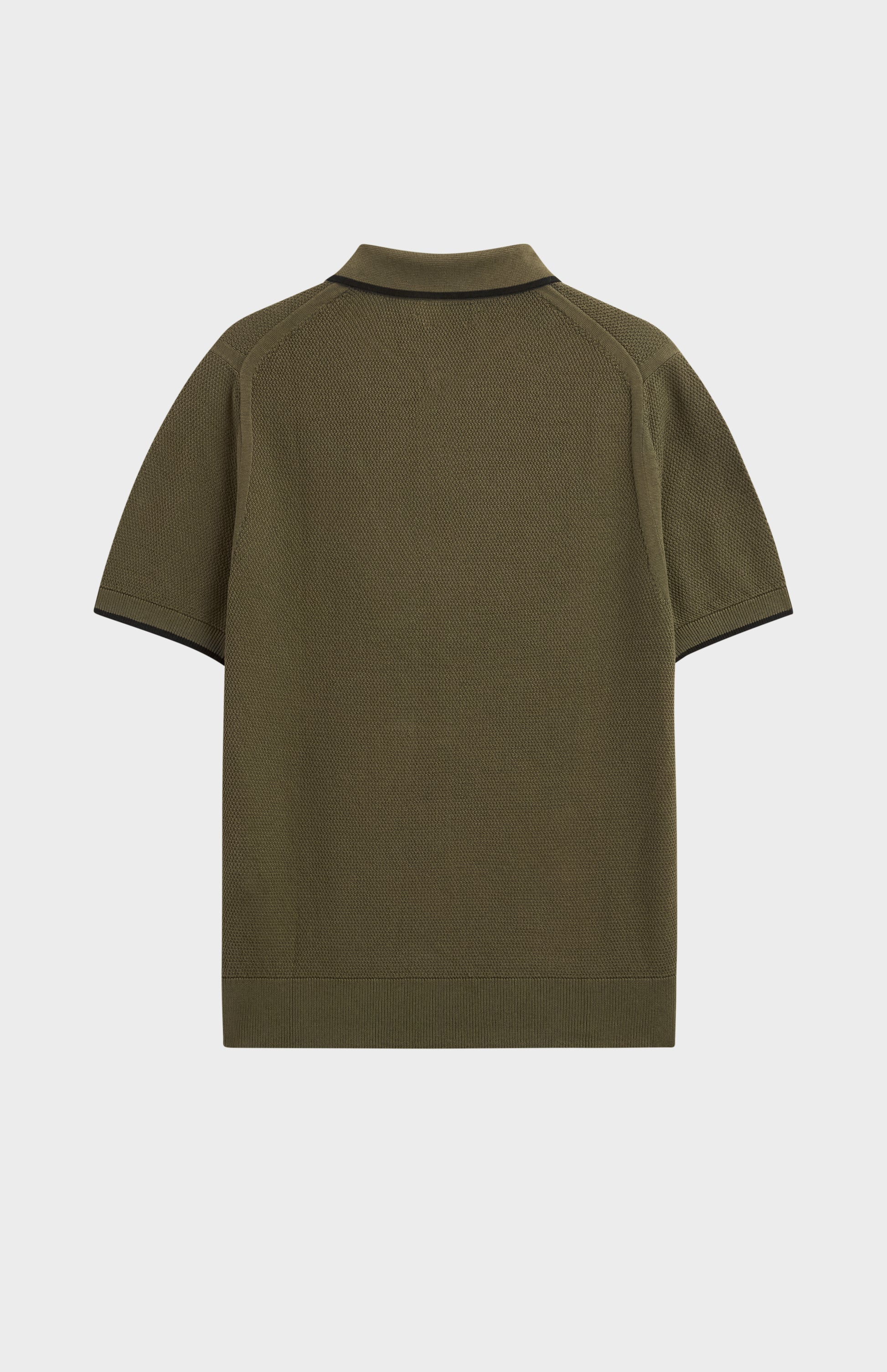 Men's Silk And Cotton Diamond Stitch Polo Shirt In Olive Green