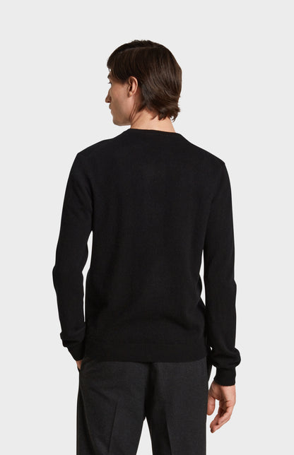 Back Image of Pringle of Scotland Crew Neck Cashmere Jumper in Black