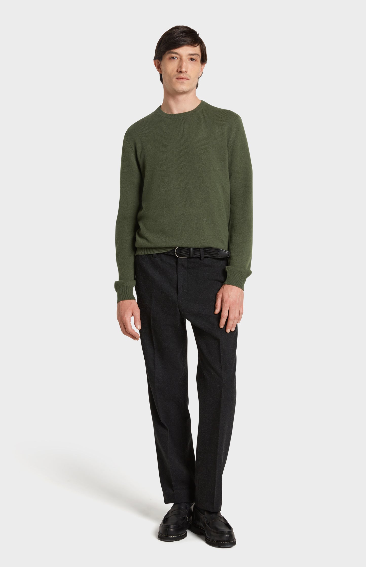 Full Look in Pringle of Scotland Cashmere Crew Neck Jumper in Green