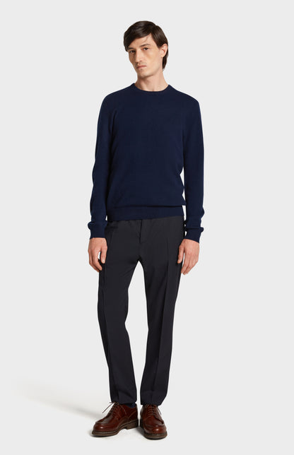 Full Look With Pringle of Scotland Men's Crew Neck Cashmere Jumper in Navy Melange