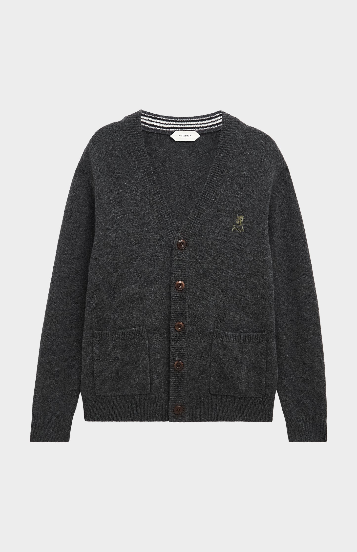 Pringle of Scotland Men’s Lambswool Cardigan In Charcoal