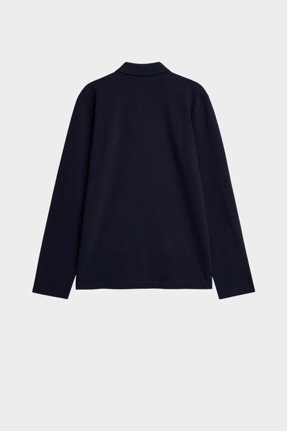 Men's Cotton Pique Long Sleeve Polo Shirt In Navy