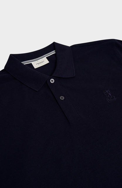 Men's Cotton Pique Long Sleeve Polo Shirt In Navy