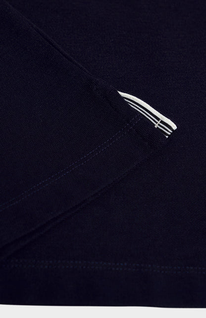 Men's Cotton Pique Long Sleeve Polo Shirt In Navy