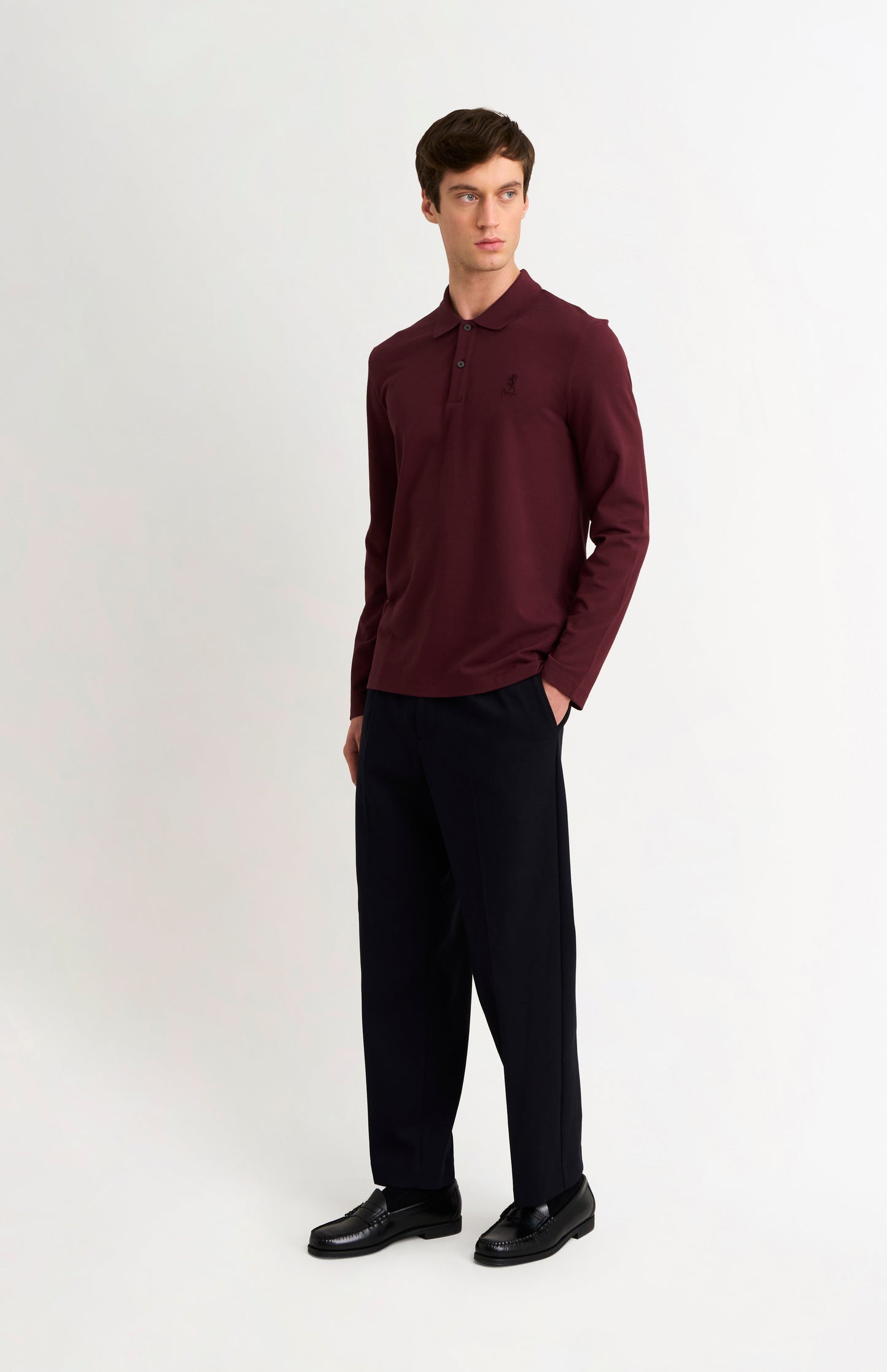 Men's Cotton Pique Long Sleeve Polo Shirt In Port Royale