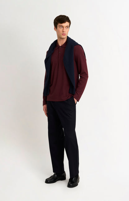 Men's Cotton Pique Long Sleeve Polo Shirt In Port Royale