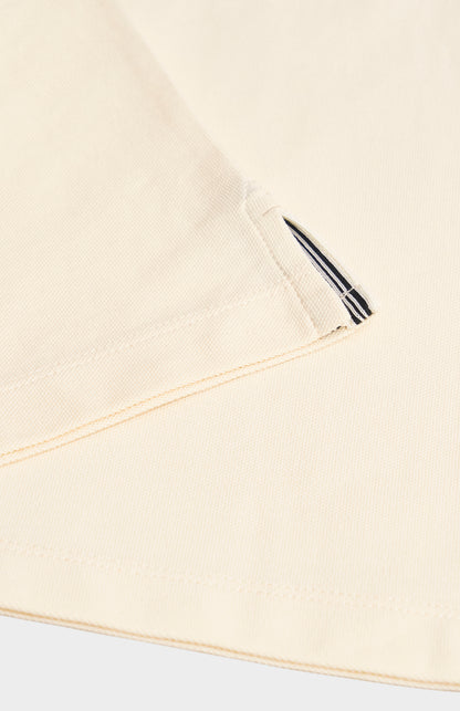 Men's Cotton Pique Long Sleeve Polo Shirt In Ecru