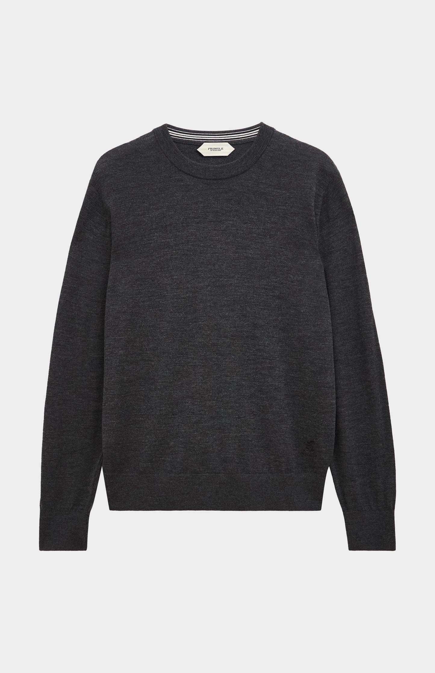 Pringle Men’s Merino Wool Crew Neck Jumper In Charcoal Melange