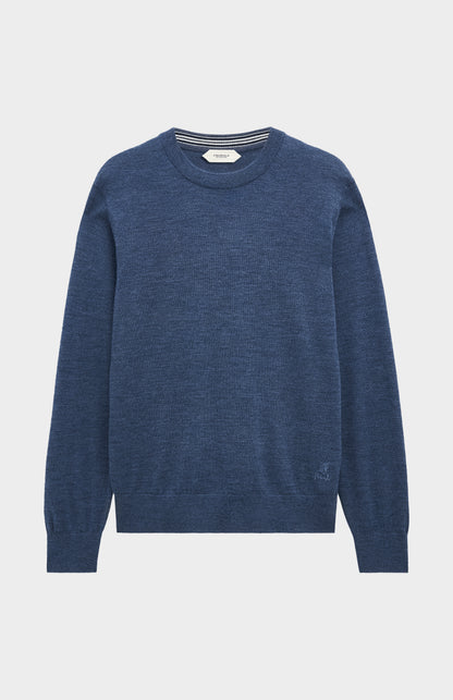 Men's Crew Neck Extra Fine Merino Wool Jumper In Blue