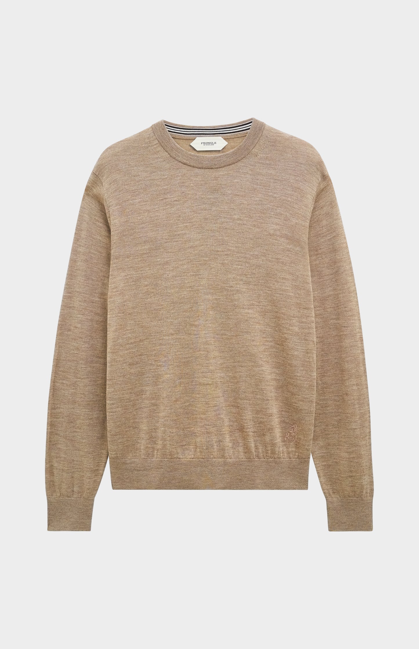 Pringle Men's Crew Neck Extra Fine Merino Wool Jumper In Mushroom