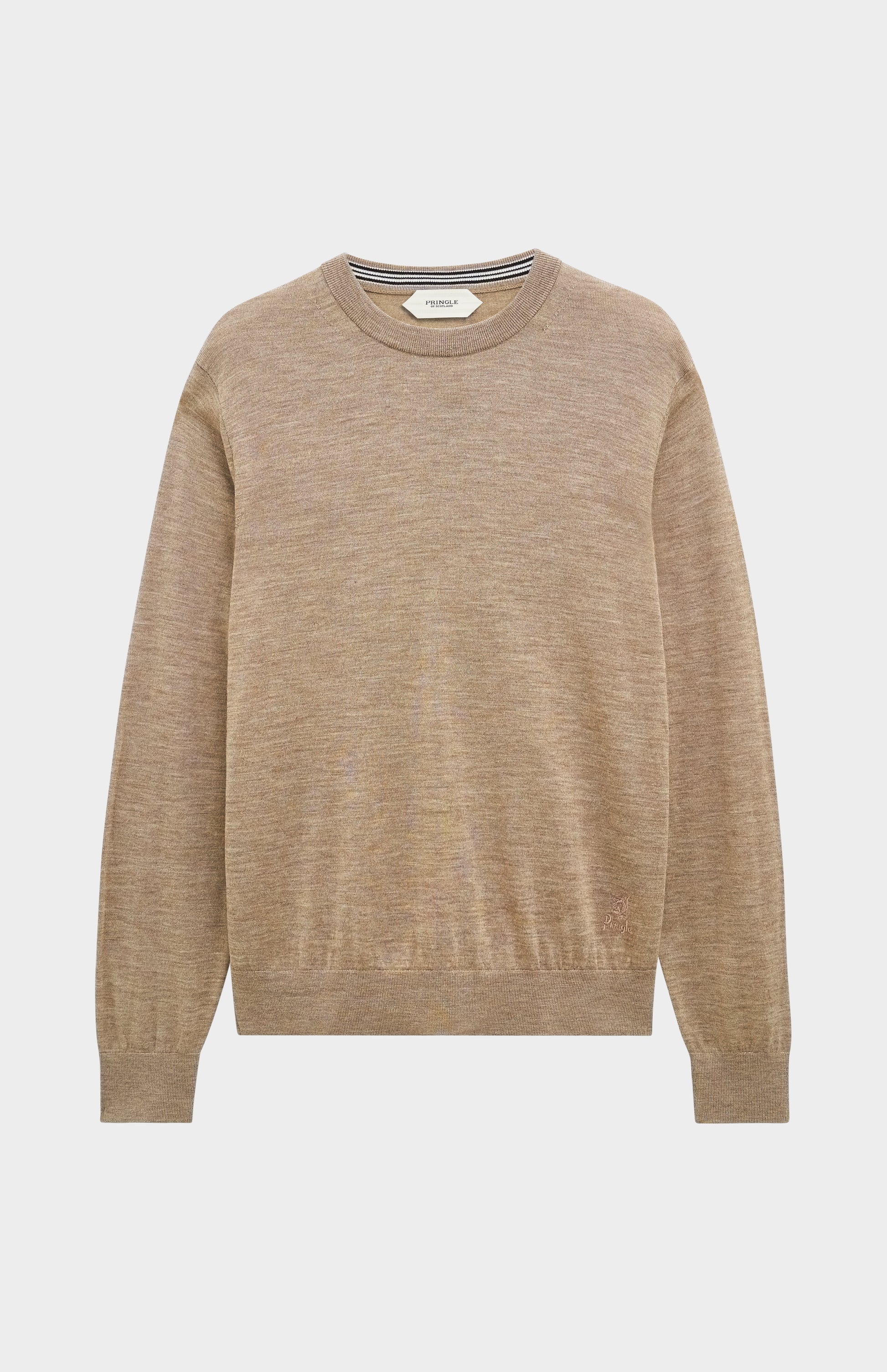 Pringle Men's Crew Neck Extra Fine Merino Wool Jumper In Mushroom
