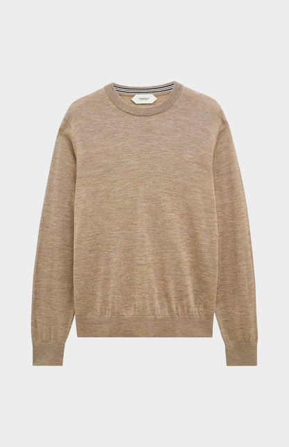 Pringle Men's Crew Neck Extra Fine Merino Wool Jumper In Mushroom
