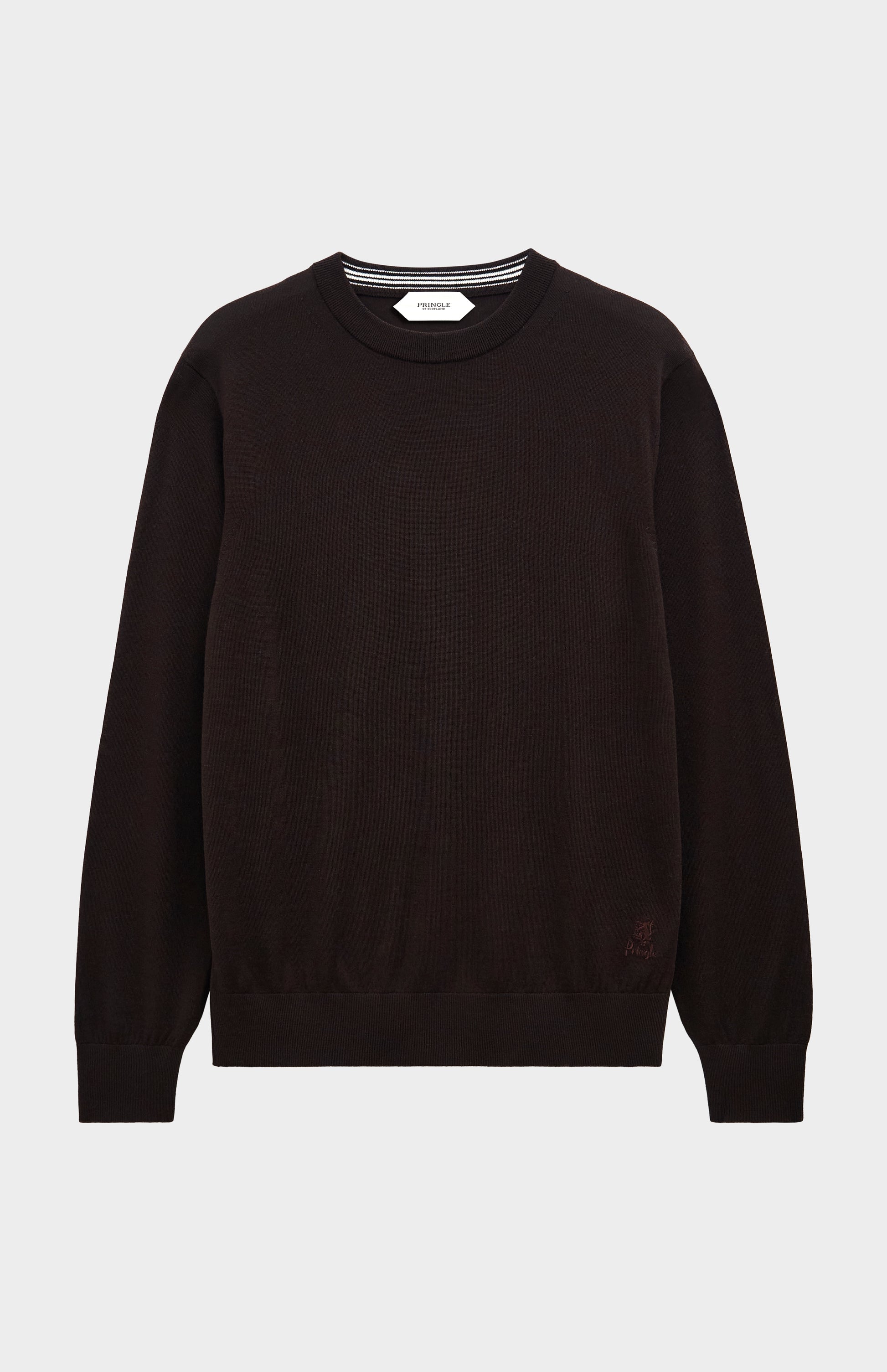 Pringle of Scotland Men’s Merino Wool Crew Neck Jumper In Dark Brown