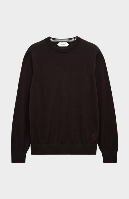 Pringle of Scotland Men’s Merino Wool Crew Neck Jumper In Dark Brown