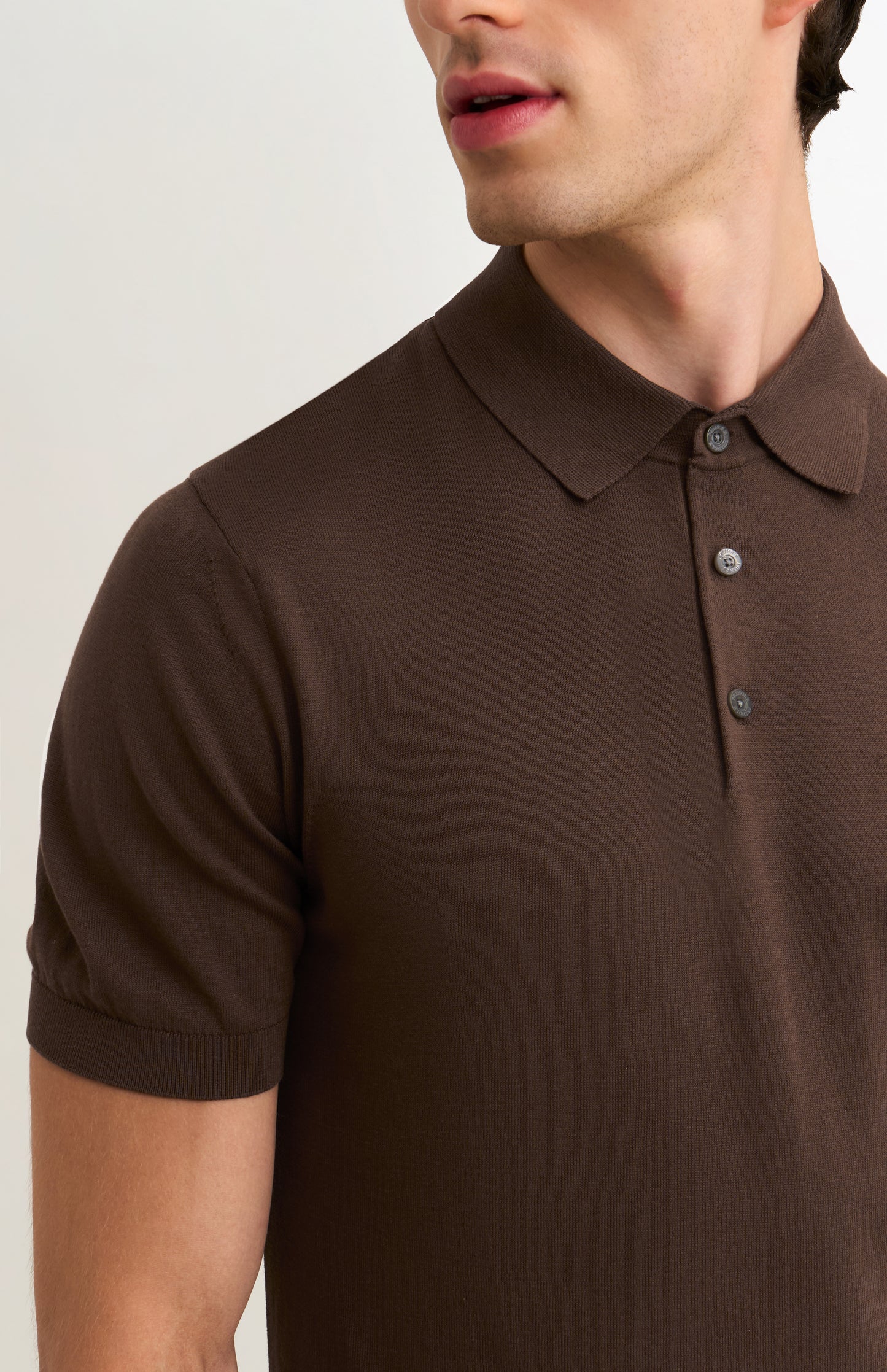 Men's Silk And Cotton Polo Shirt In Chocolate Brown