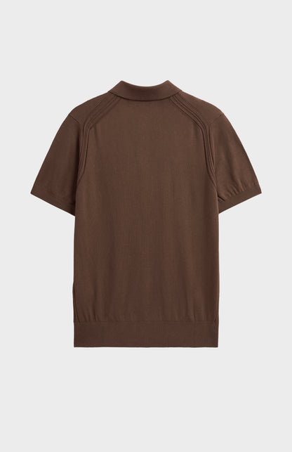 Men's Silk And Cotton Polo Shirt In Chocolate Brown