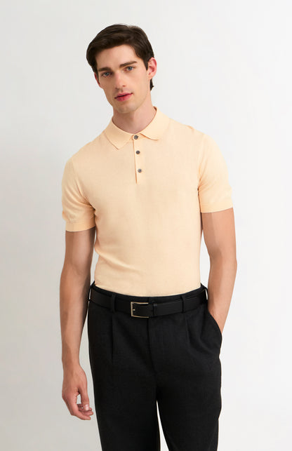 Men's Silk And Cotton Polo Shirt In Ecru