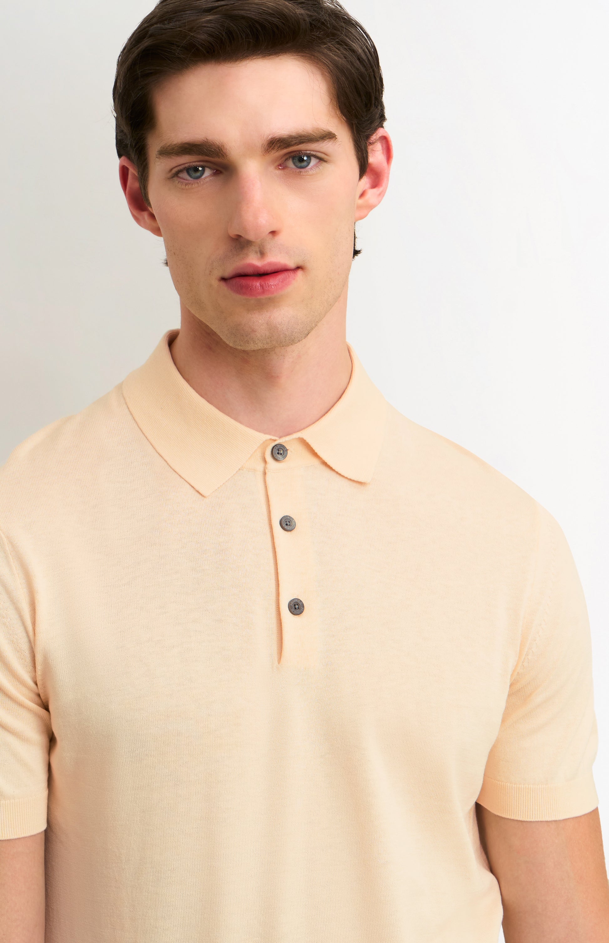 Men's Silk And Cotton Polo Shirt In Ecru