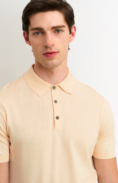 Men's Silk And Cotton Polo Shirt In Ecru