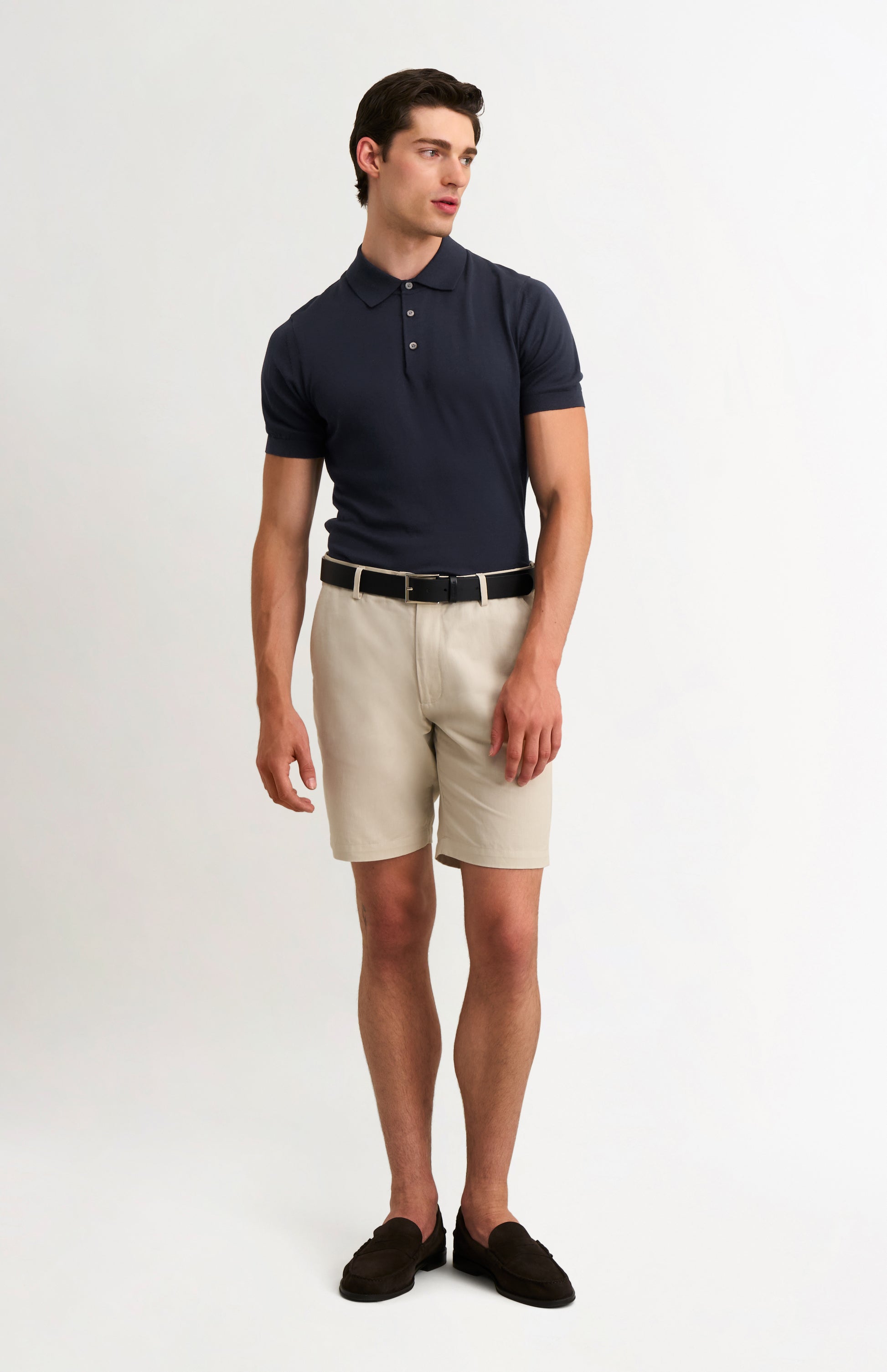 Men's Silk And Cotton Polo Shirt In Navy
