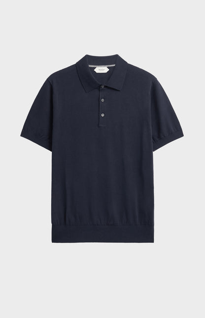 Men's Silk And Cotton Polo Shirt In Navy