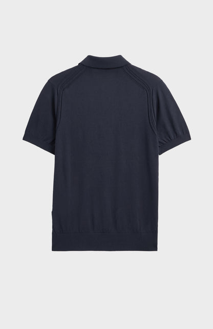 Men's Silk And Cotton Polo Shirt In Navy