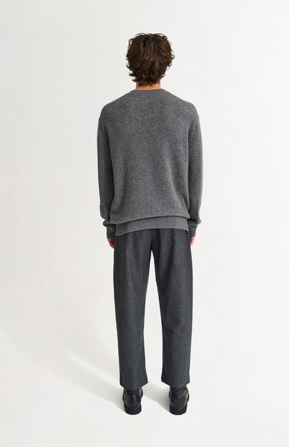 Pringle of Scotland Men's Round Neck Cashmere Jumper In Grey Melange rear view