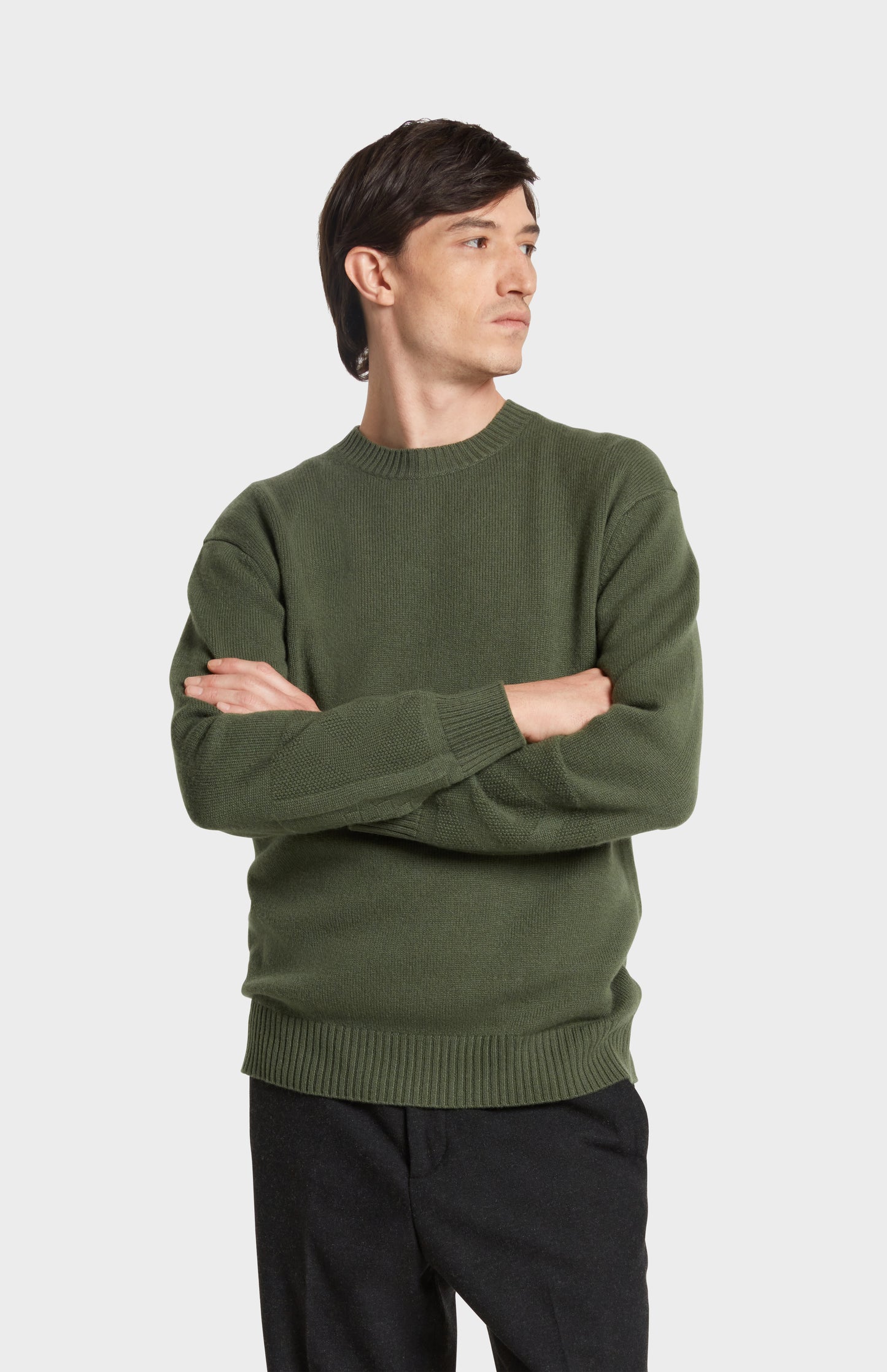 Pringle of Scotland Chunky Men's Crew Neck Cashmere Jumper in Green