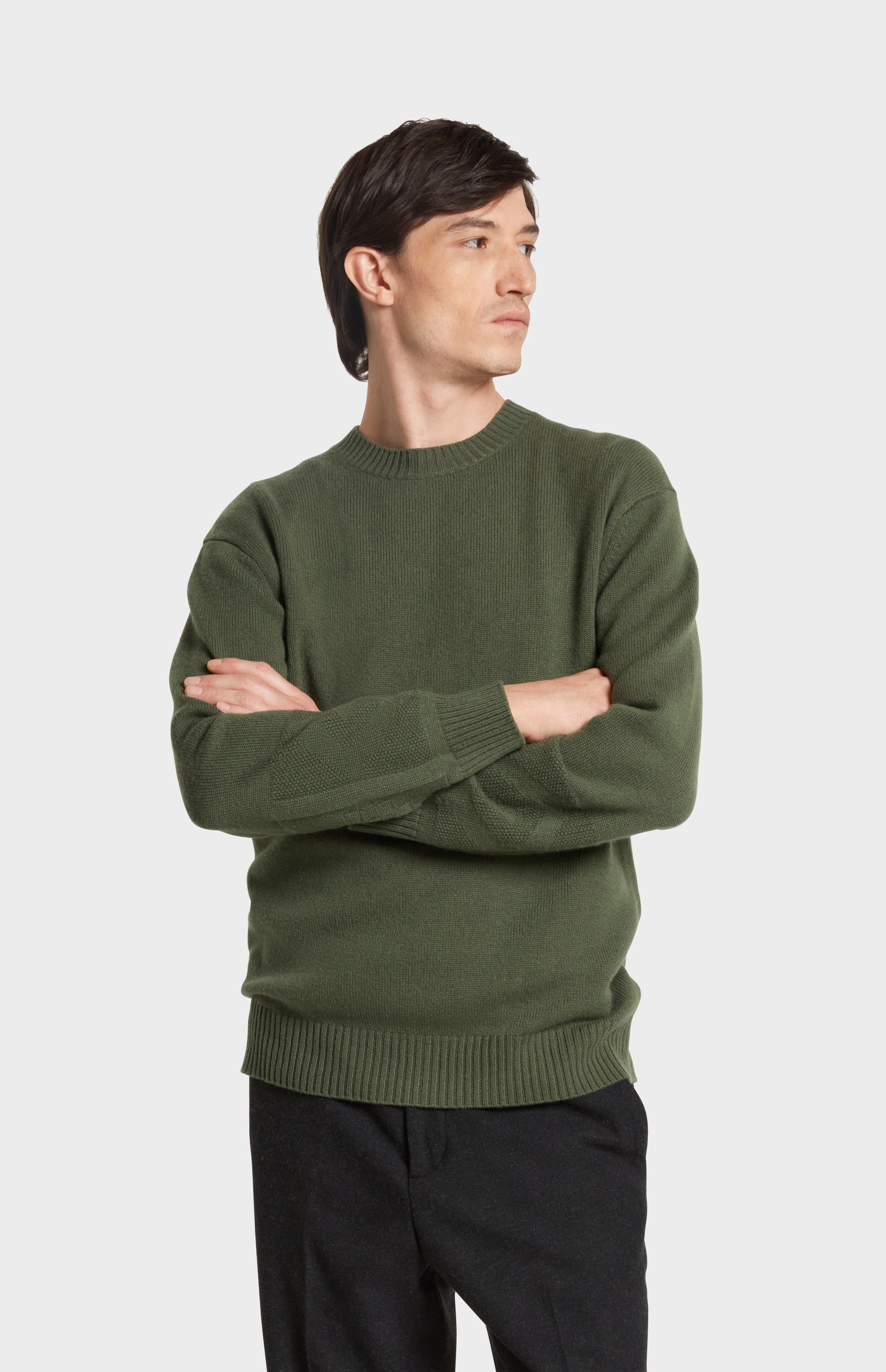 Pringle of Scotland Chunky Men's Crew Neck Cashmere Jumper in Green