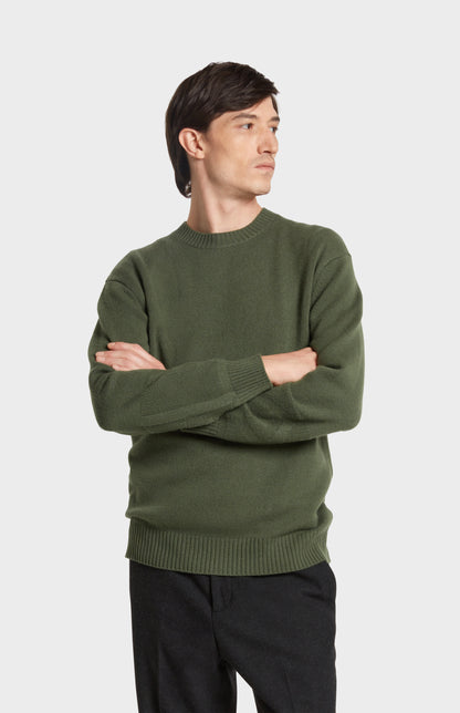 Pringle of Scotland Chunky Men's Crew Neck Cashmere Jumper in Green