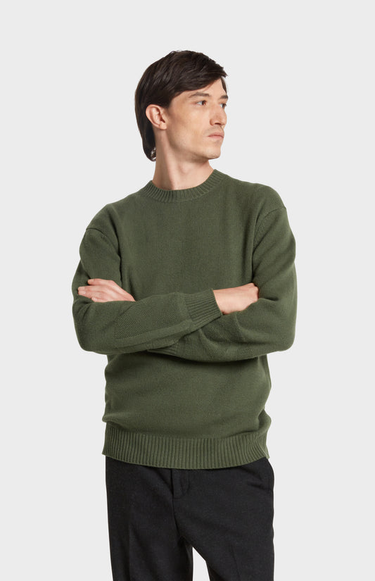 Pringle of Scotland Chunky Men's Crew Neck Cashmere Jumper in Green