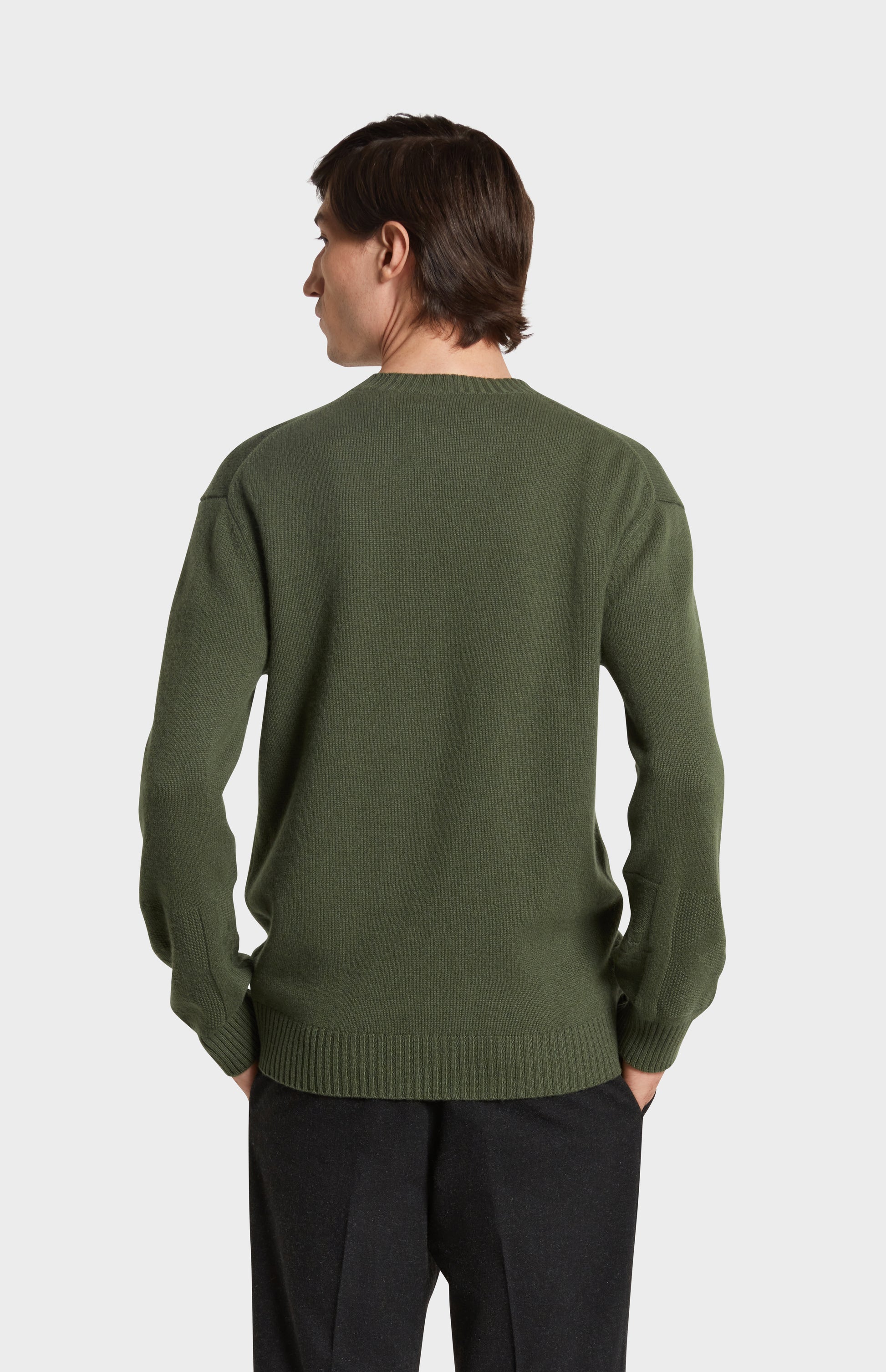 Back Image of Pringle of Scotland Crew Neck Cashmere Jumper in Green