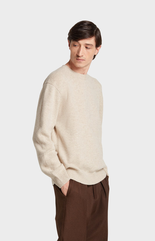 Pringle of scotland Men's Crew Neck Cashmere Jumper in Oatmeal