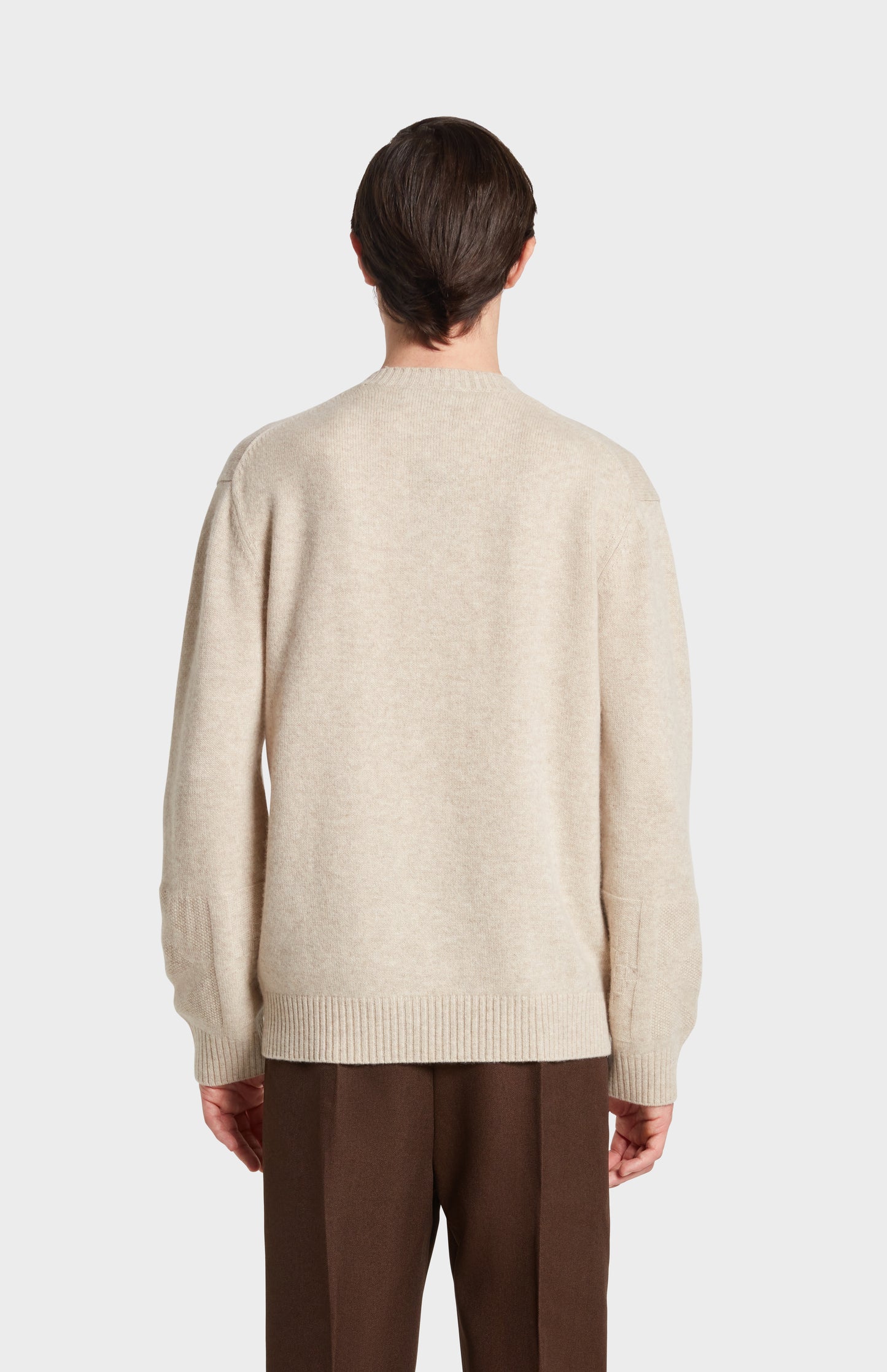 Back Iamge of Pringle of Scotland Crew Neck Cashmere Jumper in Oatmeal