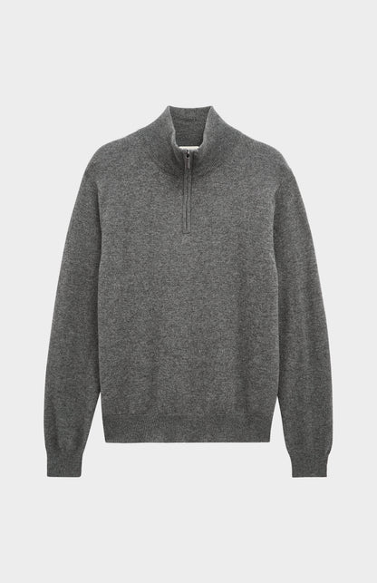 Pringle Men’s Cashmere Qtr Zip Jumper In Light Grey Melange