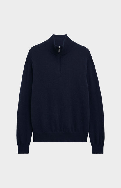 Pringle of Scotland Men’s Cashmere Qtr Zip Jumper In Navy Blue