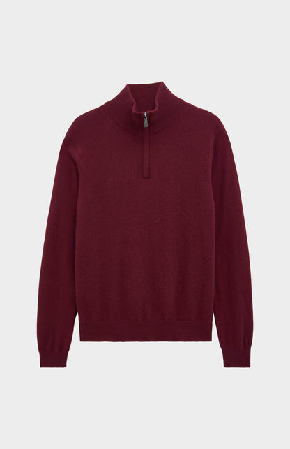 Pringle of Scotland Men’s Cashmere Qtr Zip Jumper In Burgundy