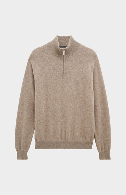 Pringle of Scotland Men’s Cashmere Qtr Zip Jumper In Camel