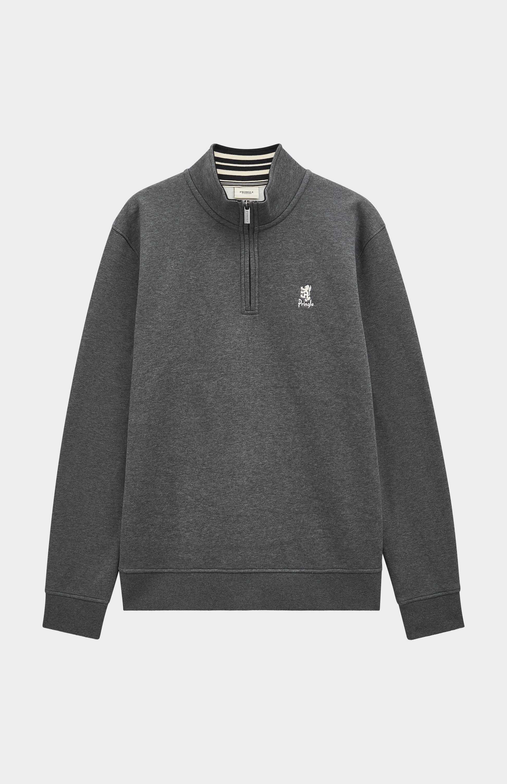 Pringle of Scotland Men's Qtr Zip Track Jumper In Charcoal Melange
