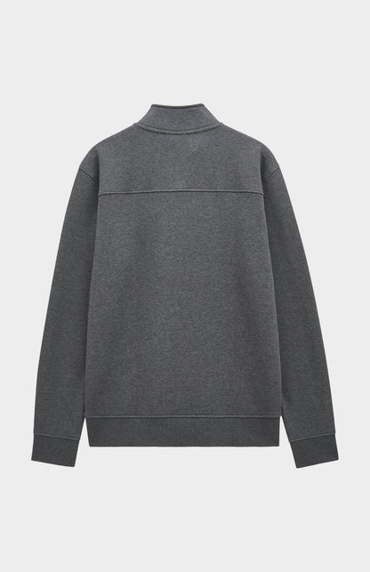 Pringle of Scotland Men's Qtr Zip Track Jumper In Charcoal Melange rear view