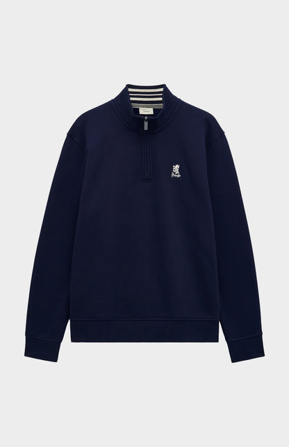 Pringle of Scotland Men's Qtr Zip Track Jumper In Navy Blue flat shot