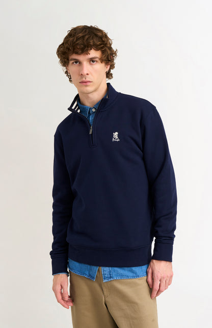 Pringle of Scotland Men's Qtr Zip Track Jumper In Navy Blue